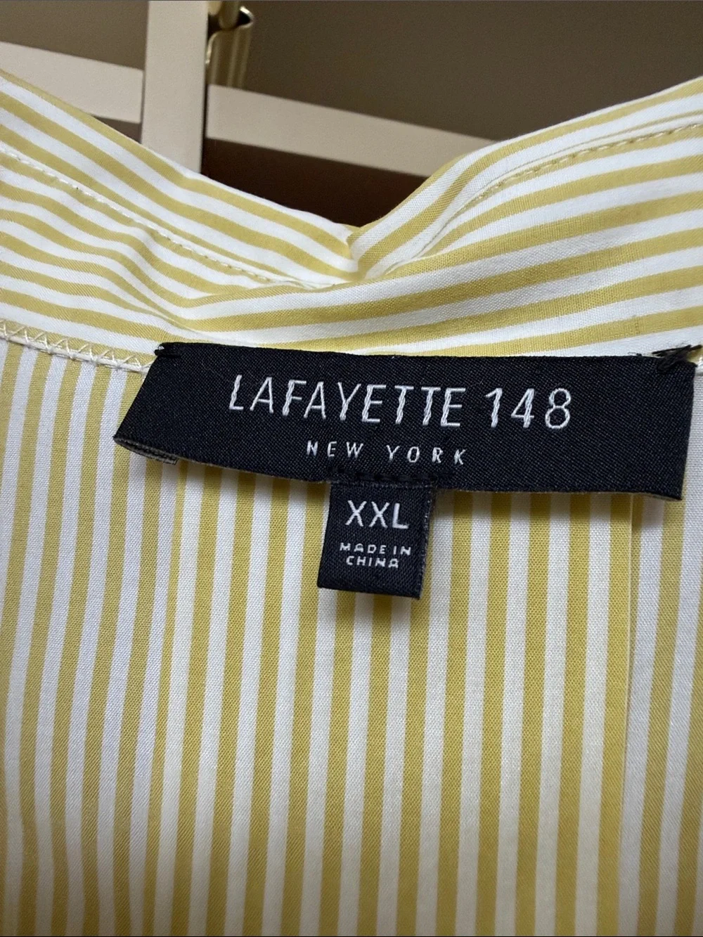 Lafayette 148 New York Pale Yellow Pinstripe Dress Shirt - Picture 2 of 6